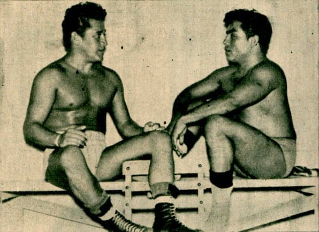 Karloff Lagarde and Rene Guajardo, Los Rebeldes. Special thanks to Fredo Esparza for discovering this photo