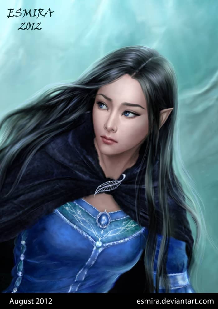 Luthien by Esmira. The ancestor of Arwen whom it is said she looks very similar to. Her actions and suffering contributed to victories of the First Age and laid the foundation for the eras that followed.