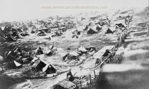 There was little shelter from broiling summer heat or fierce rain storms in Andersonville.