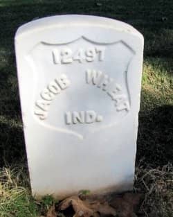 Another Indiana soldiers grave in the National Cemetery at Andersonville. photo by Virginia Allain I took it in the cemetery at Andersonville Prison. Thank goodness, my great-great grandfather did not die there like many of the men from his regiment.