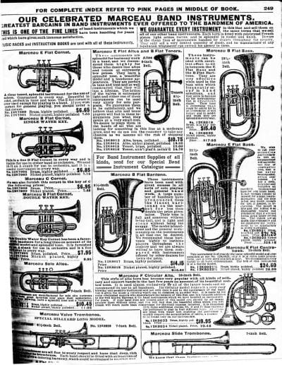 Musical Instruments: makes me think of "76 Trombones" in "The Music Man". I played trombone for a couple of years, but we didn't buy it from the SEARS catalog. I think we got it second hand.