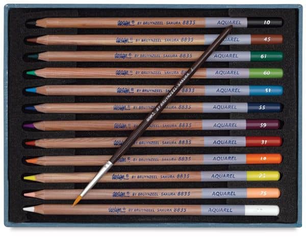 Watercolor pencils are popular in paper crafts. You get the advantage of water coloring with less mess