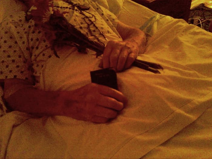 At eighty-one, he died holding the holy book he was given when he was twelve years old, and received it on the day of his First Holy Communion. He told me how much that holy little book with his name in it... meant the world to him.