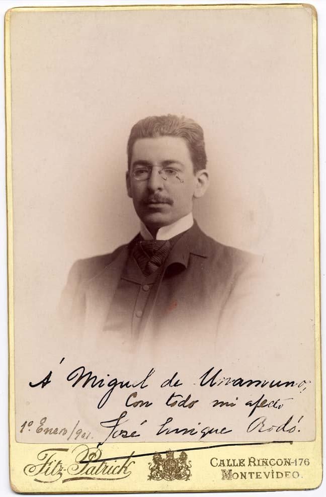 Photo of Uruguayan essayist José Enrique Rodó dedicated to Miguel de Unamuno