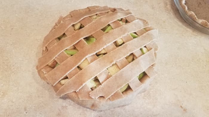 I was tired trying to wrangle two small children while cooking and didn't weave the second layer in.