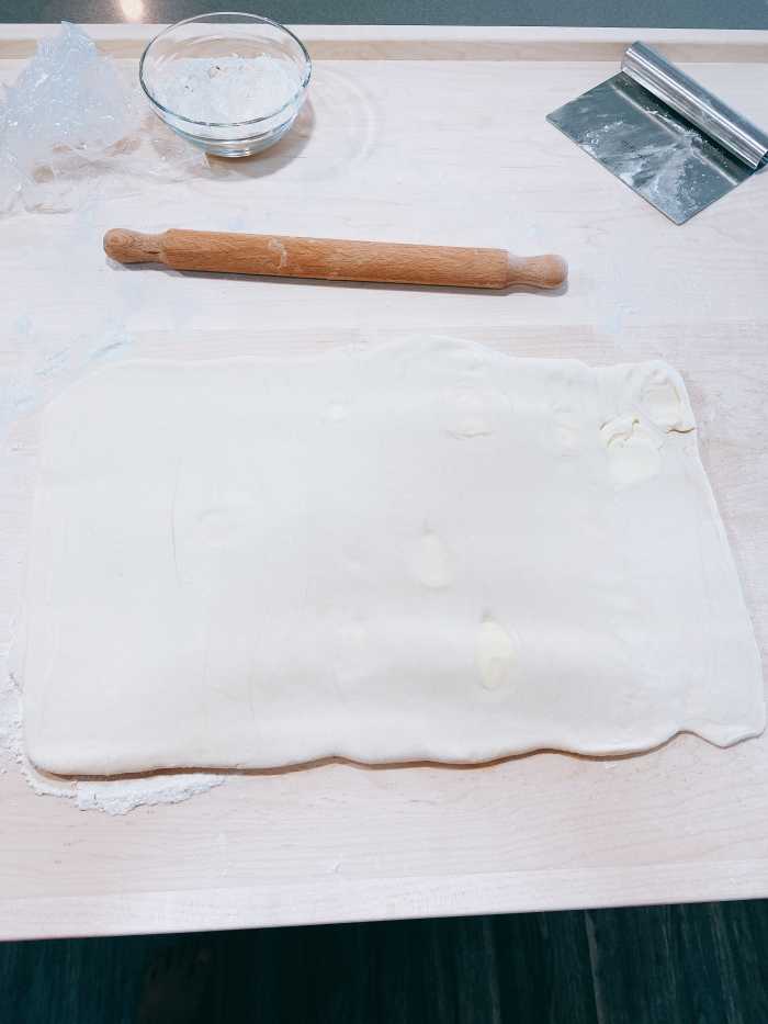 The second stage. Roll it out again into a rectangle.
