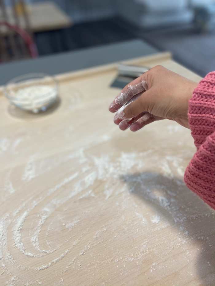 Lightly floured the board before rolling. 