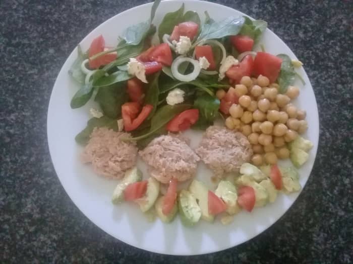 I used an ice-cream scoop to serve the tuna on plate to make it look more appetising