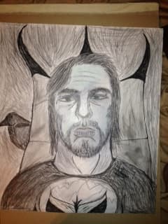 This is a self portrait I did a few months age for an art class though there may be flaws with it i enjoy it all the more.