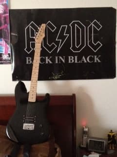 This is my guitar that i bought besides drawing i also want be a musician. Not to say that you have to aspire to music, because you can aspire to anything to want really.