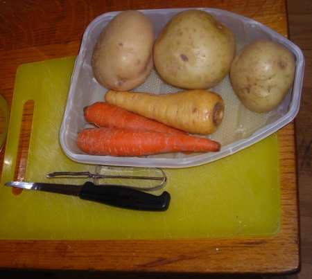 Potatoes, carrots and parsnips