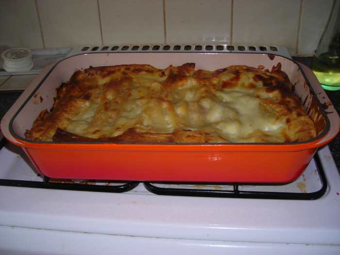 Cauliflower cheese bowned and ready to eat