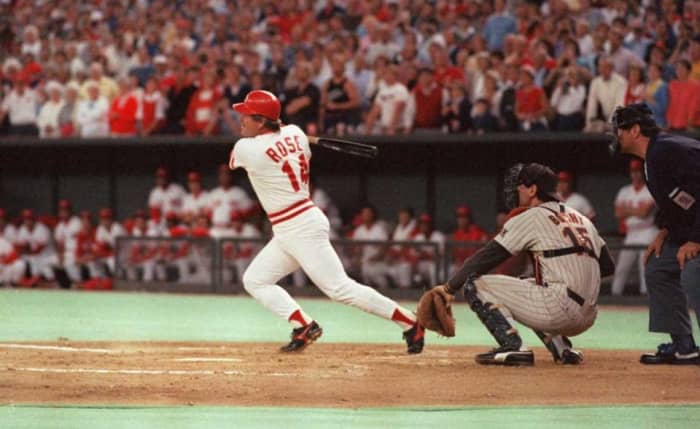 On September 11, 1985, Pete Rose broke Ty Cobb's all-time hits record with this single to left-center, the 4,192nd hit of his career.