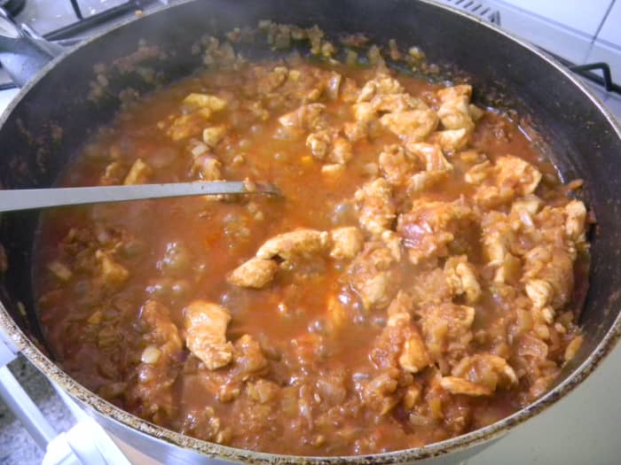 Leave to cook for 20 minutes adding water if it looks too dry. Cook for a further 15-20 minutes