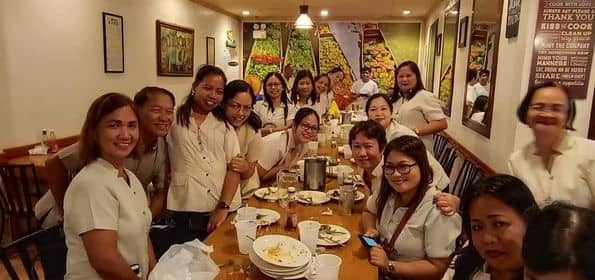 Teachers find time to bond together in a simple early dinner. This is one of their activities to be refreshed for the day.