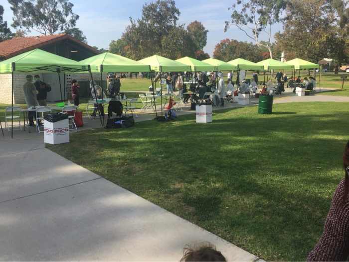 See that green bucket on the left side of the picture? That was the communal sanitization area for the volunteers and employees.