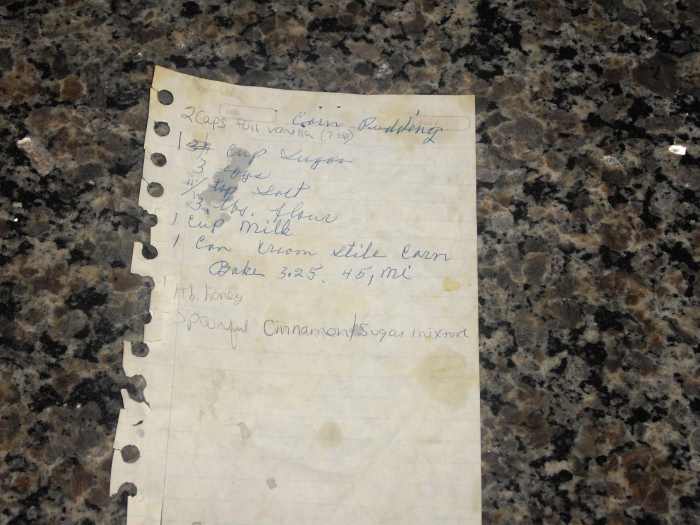 This is the original recipe. You can see the stains and discoloration from years of use