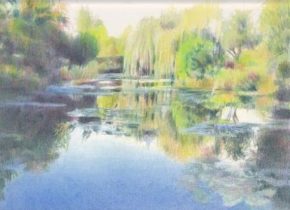 The Water Garden at Giverny (9" x 12", coloured pencils on Arches HP) Katherine Tyrrell - all rights reserved