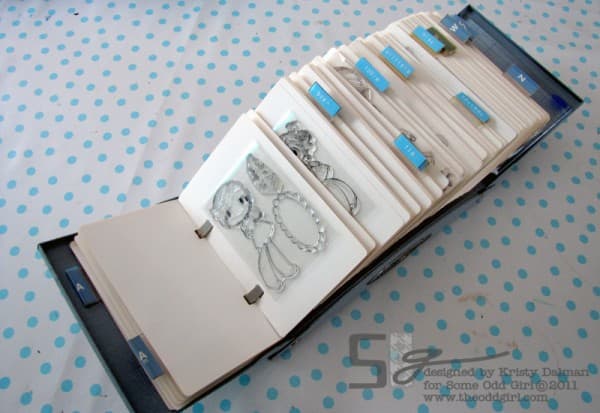 Use a Rolodex to store small stamps by category. You can sometimes find these in your local thrift store.Click to get complete project.