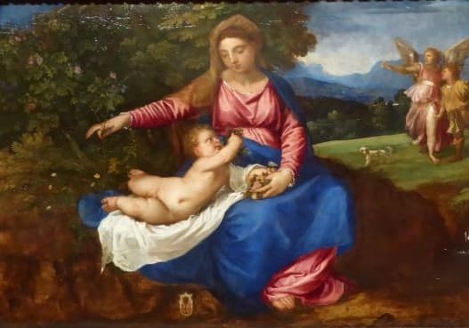 "Madonna and Child in a Landscape with Tobias and the Angel" - Titian. Image Frances Spiegel with permission from RCT. All rights reserved.