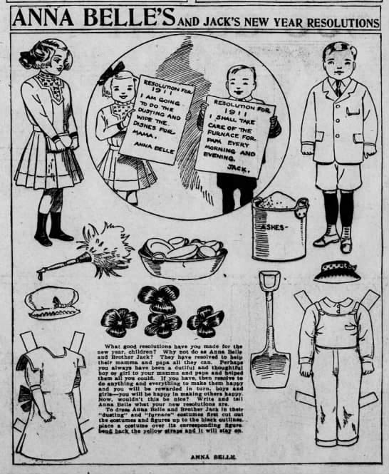 This graphic also shows that paperdolls were played with by children in that era. This is from the Comic Section of the: The Pittsburgh Press (Pittsburgh, Pennsylvania) 18 Dec 1910, Sun • Page 71