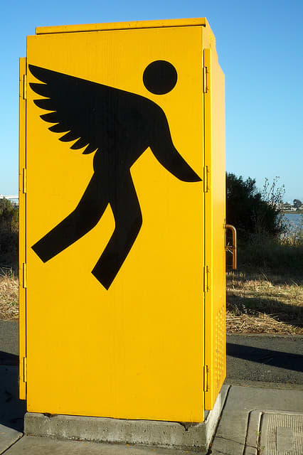Public art project by Oakland artist Seyed Alavi. Alavi collaborated with Emeryville secondary school students to conceptualize these designs which now appear on some of Emeryville's traffic signal boxes.