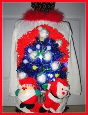 An excellent example of a somehow classy version of a Light Up Foo Foo Christmas Sweater. Well done!