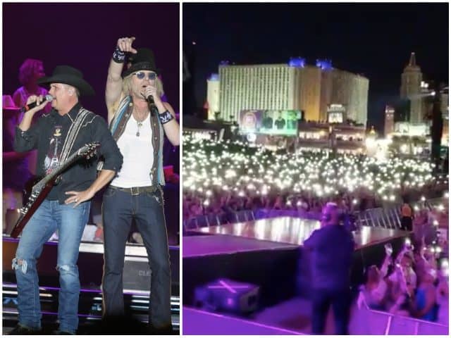 Moments before the massacre took place in Las Vegas, Country Music Artists, Big and Rich, led the crowd in 'God Bless America'