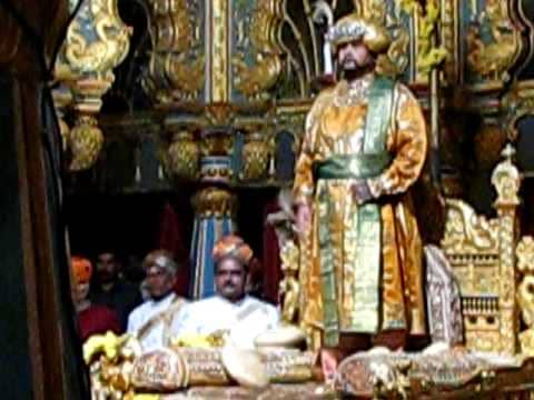 THE SCION OF ROYAL FAMILY LATE H.H.Maharaja Of Mysore standing on the Throne during 2013 Dasara Celebrations.