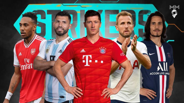 Strikers of world football (from left to right), Pierre-Emerick Aubameyang, Sergio Aguero, Robert Lewandowski, Harry Kane and Edinson Cavani.