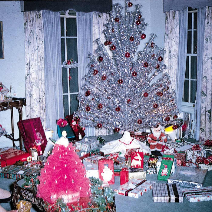 Aluminum Christmas trees became popular in the 50s. Personally,I was glad this was one idea that eventually died.