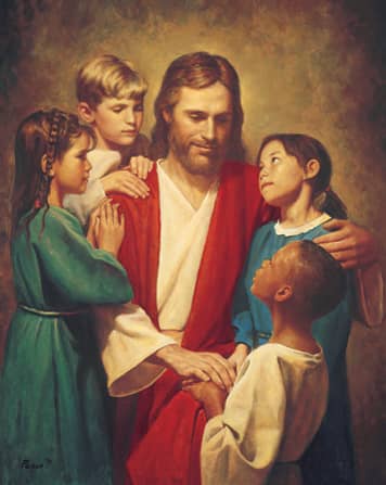 Jesus and the children. By Del Parson
