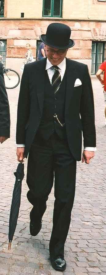 The full British regalia, the addition of a monocle might be considered going over the top.