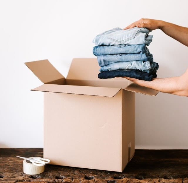 With Give Back Box, you can conveniently donate your clothing by mailing them out for free with a prepaid shipping label, reusing a shipping box that you already have around the house, like an Amazon box.