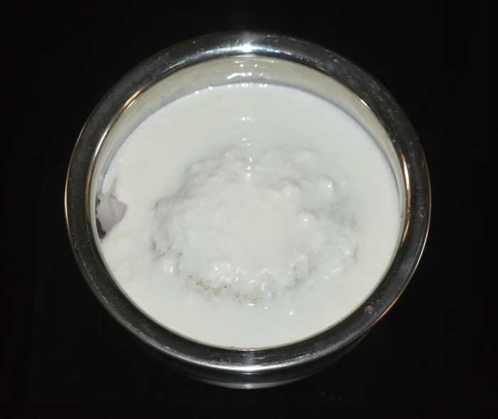 Add thick curd and salt.