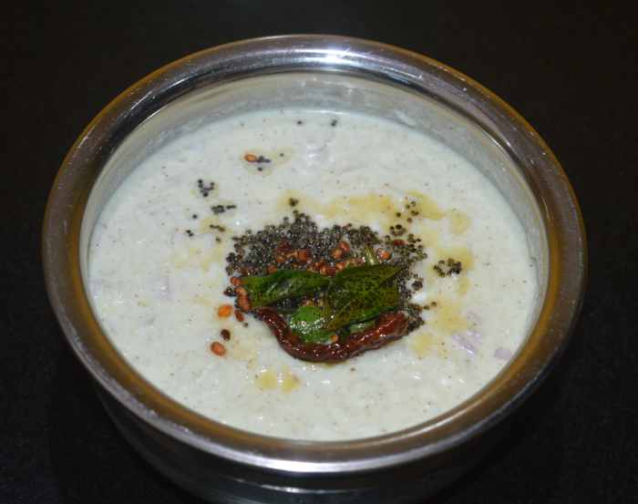 Add hing powder and mix well. Add this mixture to the raita. Enjoy eating the delicious and nutritious raita with cooked rice or as a side dish with meals.