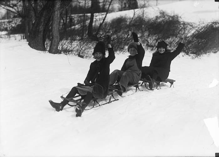 This isn't a picture of us, but it was similar to this! My sister and friend Trent were all sledding together. It was such a happy time!