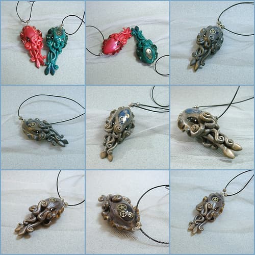If you're doing jewelry with poly clay as a medium, Most experts recommend Varathane as it doesn't yellow and stays durable.