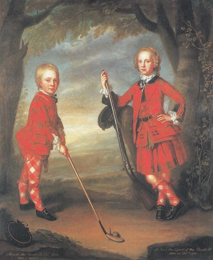 18th century MacDonald golfing boys, although what the older lad is going to do with the flintlock is anybody’s guess.