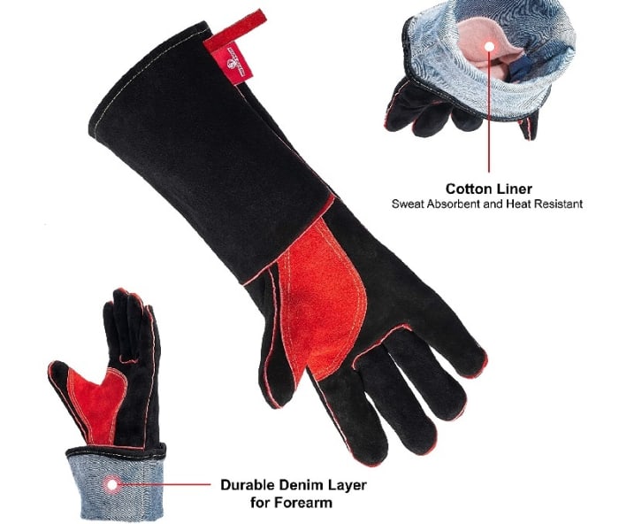 HearToGear welding gloves are fireproof and heat resistant. They protect your hands and forearms from fire burns.