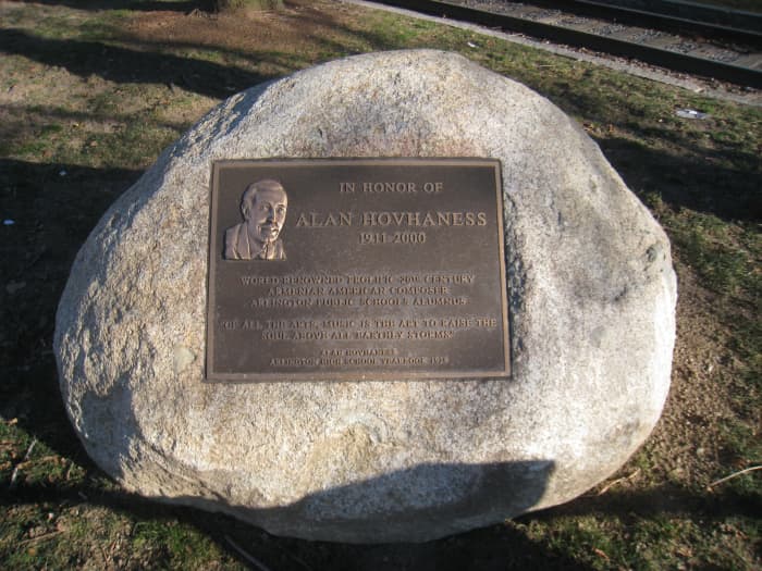 Memorial to Hovhaness in Whittemore Park, Arlington, USA
