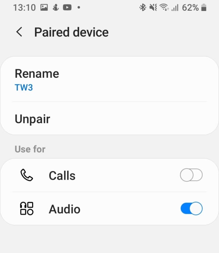To unpair earbuds that haven't been synced with each other but are paired to a device you click on unpair in Bluetooth. This will remove that device from your recent Bluetooth pairing list. You remove both earbuds from the paired list