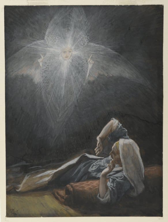 Joseph being instructed by an angel to name the child Jesus who was known as Immanuel according to the prophets.