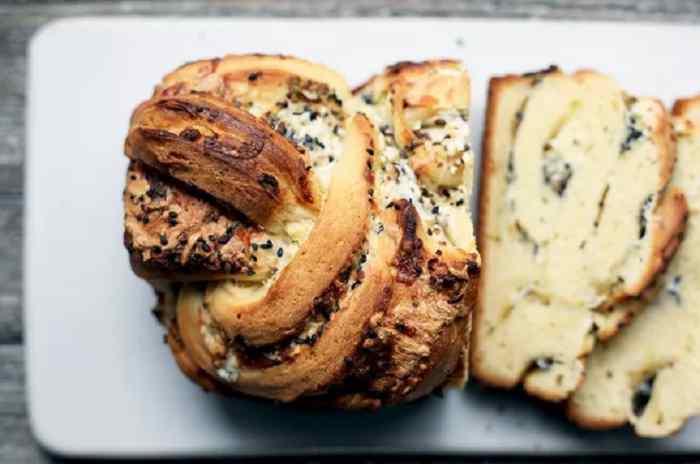 Savory babka with Gruyère, mozzarella, and black sesame