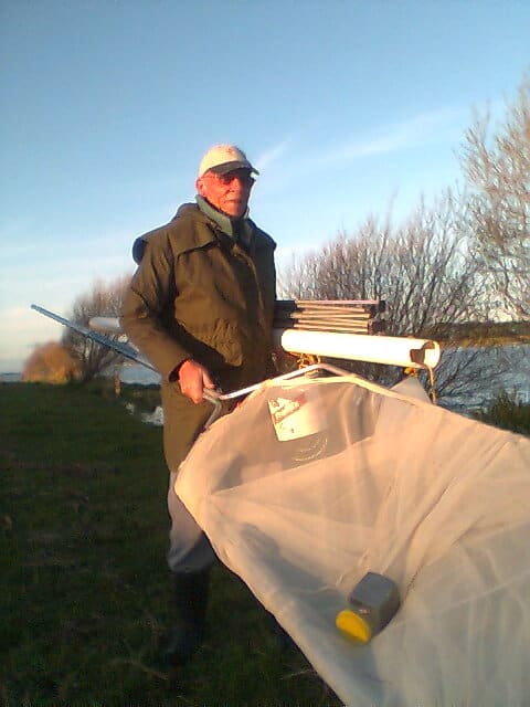 Malcolm shows the conventional Whitebaiting equipment for NZ streams. He was Not the guy chased off the Blackwater Stream and prefers standard Whitebait over those that may well be mutants in Bumble Town.