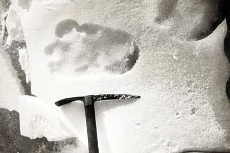 Possible Yeti footprint found half way up Mount Everest. Evidence of the Yeti or a very dedicated hoaxer!