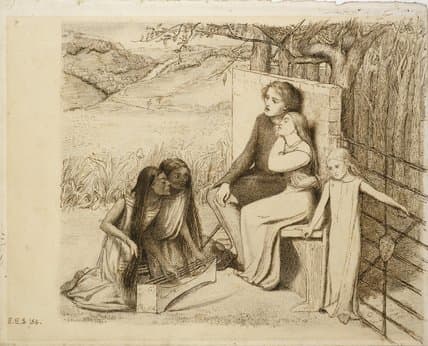 Two Lovers by female Pre-Raphaelite artist Elizabeth Siddal 1854