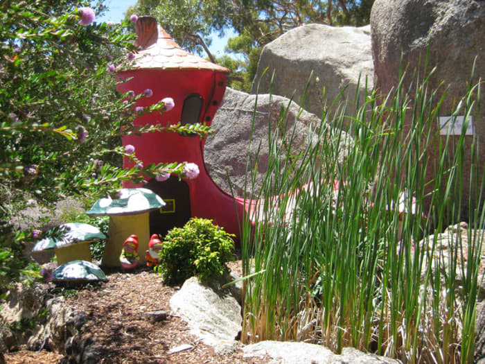Cute fairytale cottages like these ones are found all over Fairy Park, with creatures acting out kids fairy tales within them.