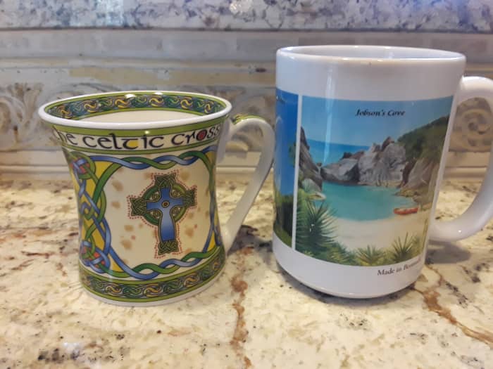 These 2 mugs are from our travels to Ireland (left) and Bermuda (right) and bring back great memories, so they made perfect souvenirs.