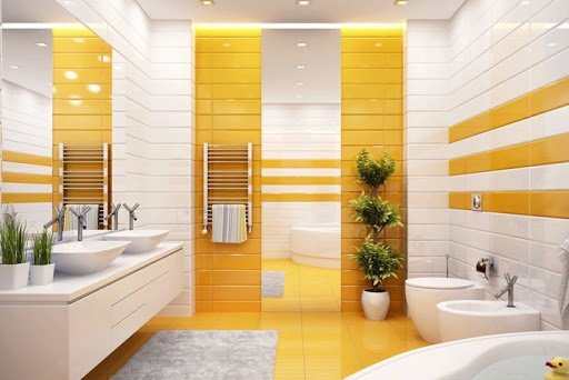 Yang energy should be present in the bathroom. Opt for yellow. Red and orange subtract from the water-energy that's necessary for a bathroom.